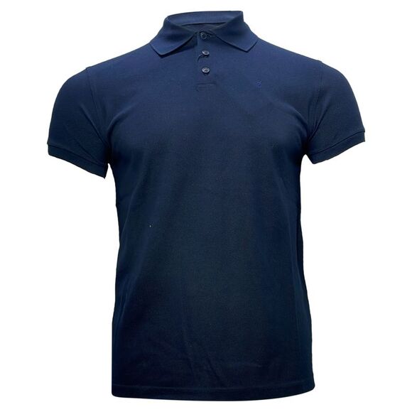 Saint Laurent Cassandre Embroidered-Logo Polo Shirt in Navy Blue Cotton